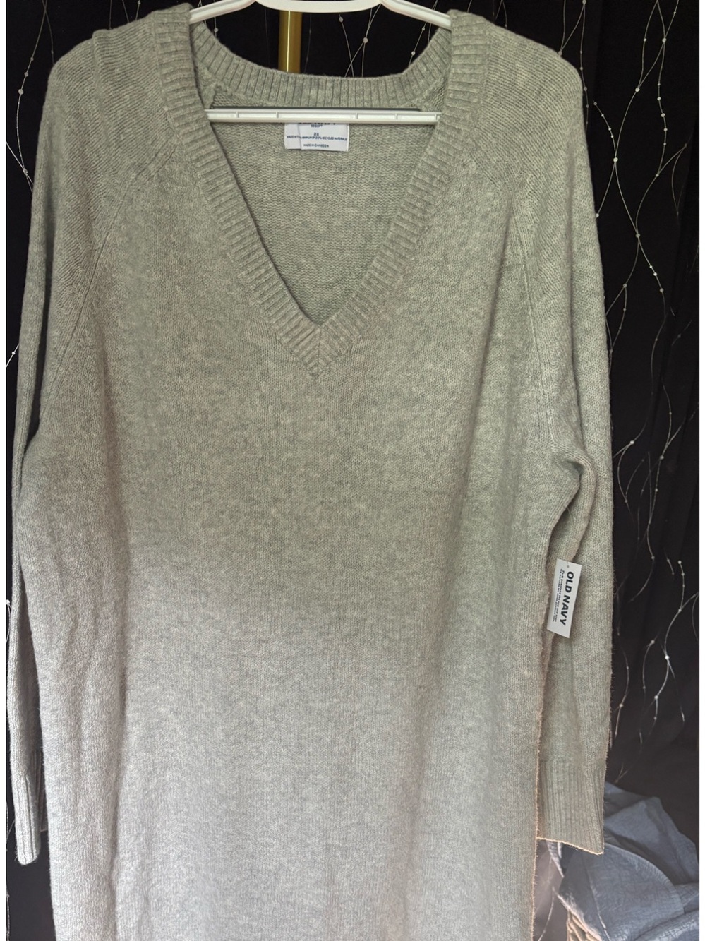 NWT 2X Old Navy Women's V-Neck Sweater Dress - Light Gray